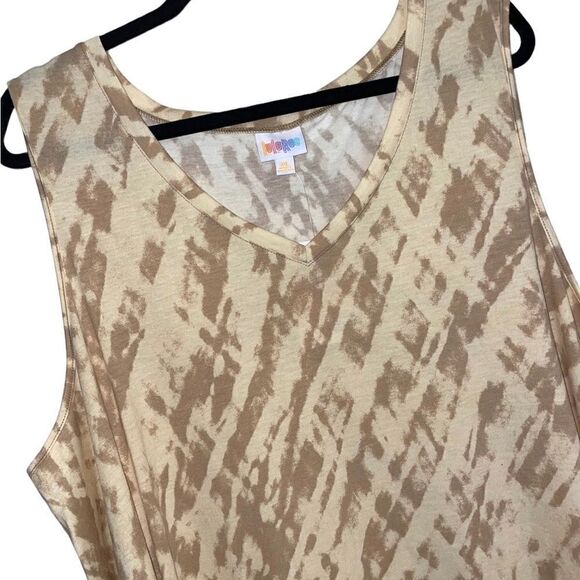 LuLaRoe 3XL Kristina V-Neck Tank Top • Cream & Tan •Cross-Hatched Tie-Dye Design - Picture 7 of 12